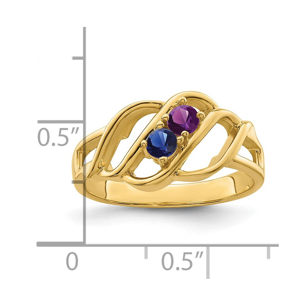 14k Polished 2-Stone Mothers Ring Mounting