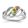 14k White Gold Polished 2-Stone Mothers Ring Mounting
