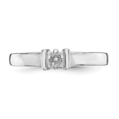 14k White Gold Polished 1-Stone Mothers Ring Mounting