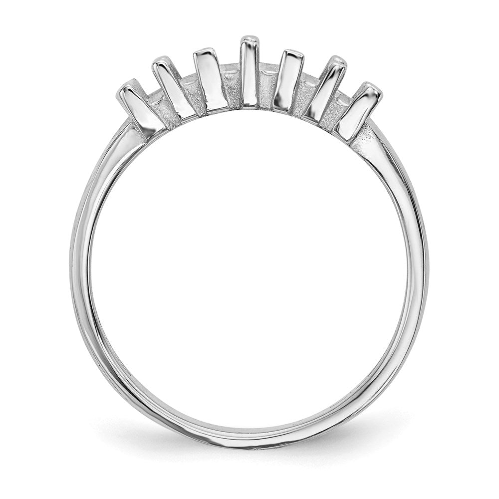 14k White Gold Polished 3-Stone Mothers Ring Mounting