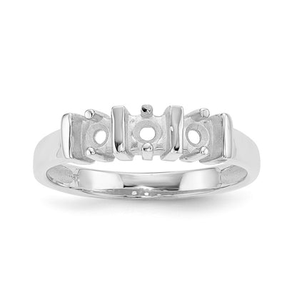14k White Gold Polished 3-Stone Mothers Ring Mounting