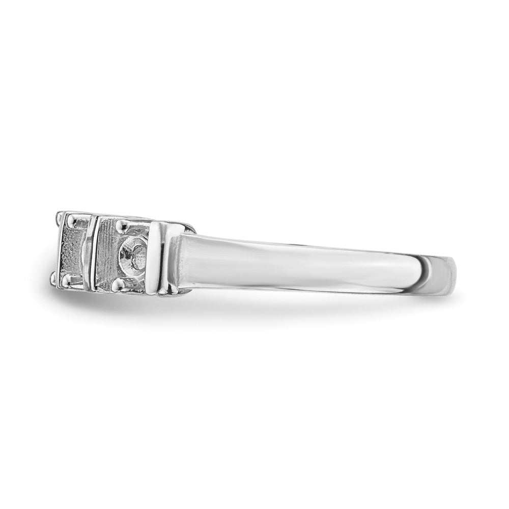 14k White Gold Polished 4-Stone Mothers Ring Mounting
