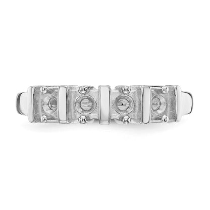 14k White Gold Polished 4-Stone Mothers Ring Mounting