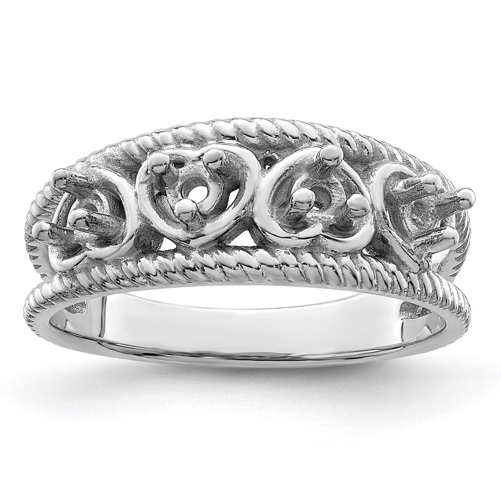 Sterling Silver Rhodium-plated Family Jewelry Mounting