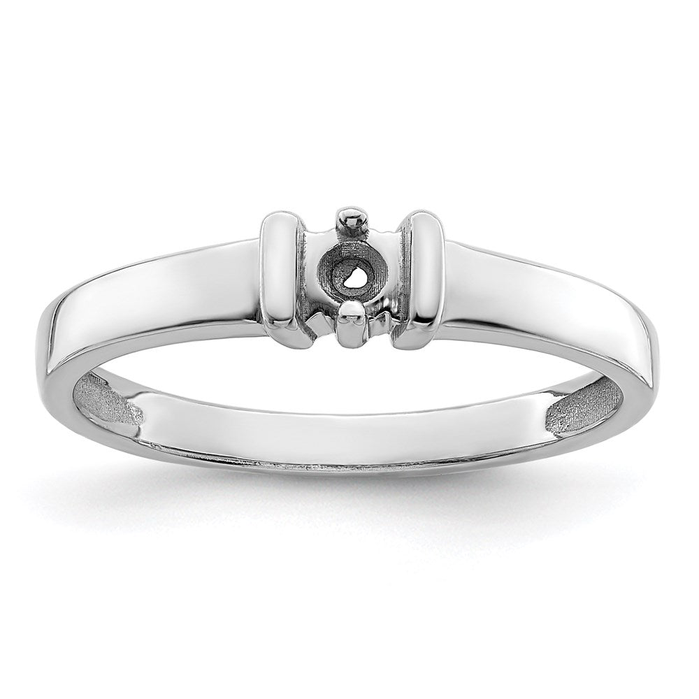 14k White Gold Polished 1-Stone Mothers Ring Mounting