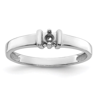 14k White Gold Polished 1-Stone Mothers Ring Mounting