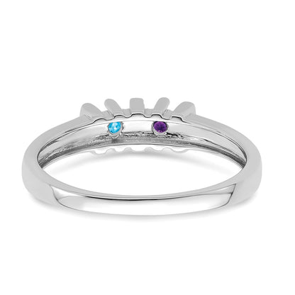 14k White Gold Polished 2-Stone Mothers Ring Mounting