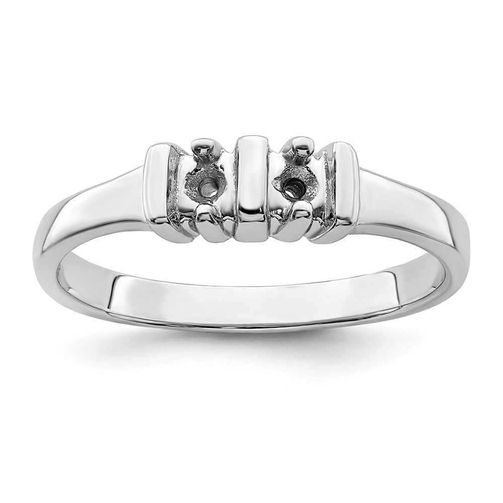 14k White Gold Polished 2-Stone Mothers Ring Mounting