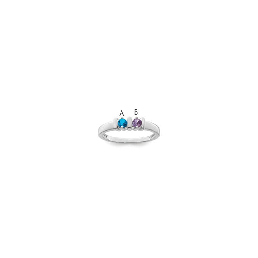 14k White Gold Polished 2-Stone Mothers Ring Mounting