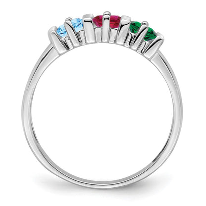 14k White Gold Polished 3-Stone Mothers Ring Mounting