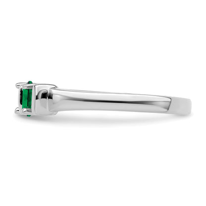 14k White Gold Polished 3-Stone Mothers Ring Mounting