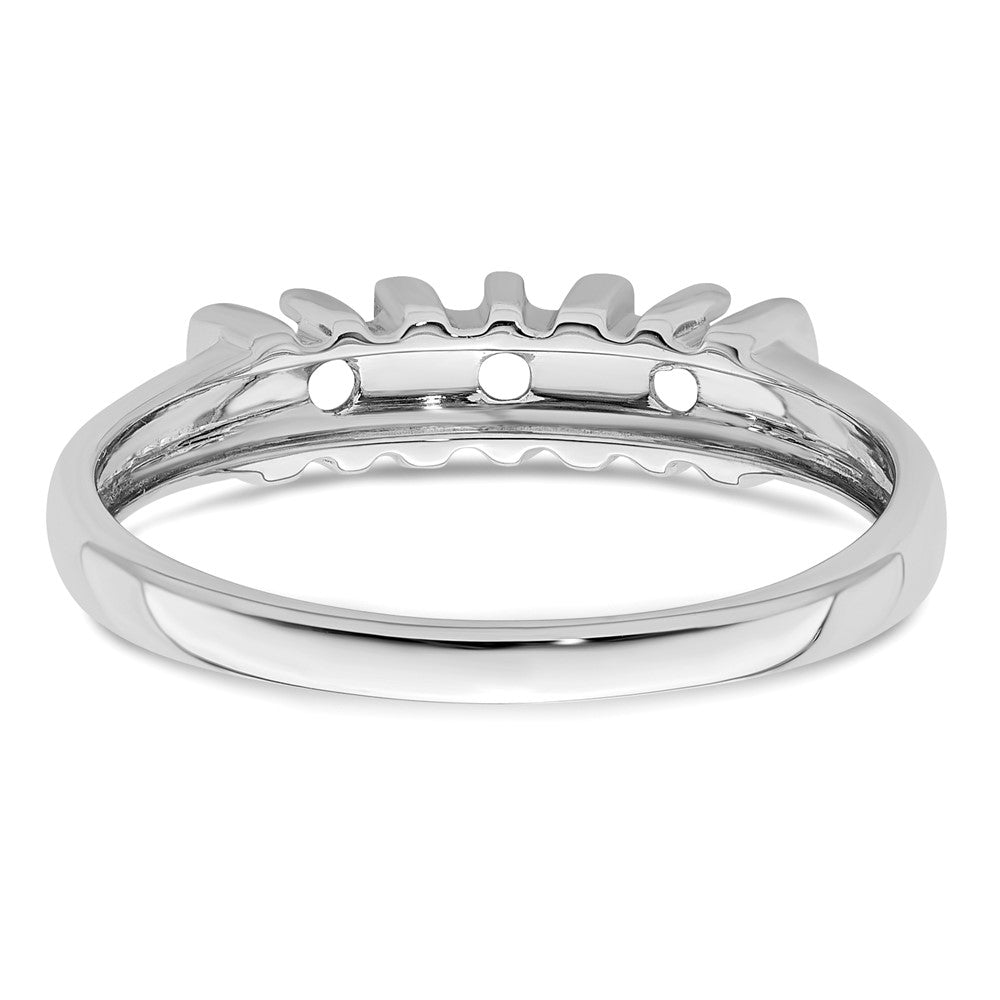 14k White Gold Polished 3-Stone Mothers Ring Mounting