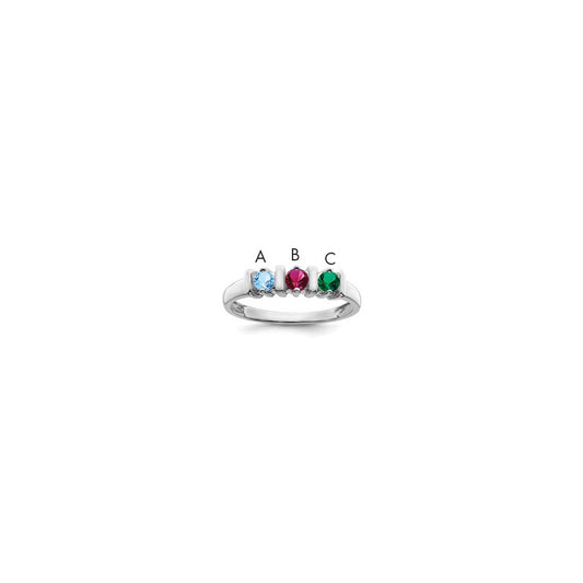 14k White Gold Polished 3-Stone Mothers Ring Mounting
