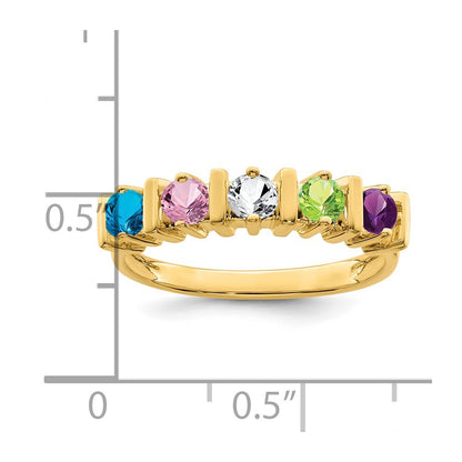 14k Polished 5-Stone Mothers Ring Mounting