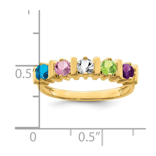 14k Polished 5-Stone Mothers Ring Mounting