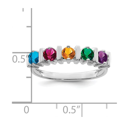 14k White Gold Polished 5-Stone Mothers Ring Mounting