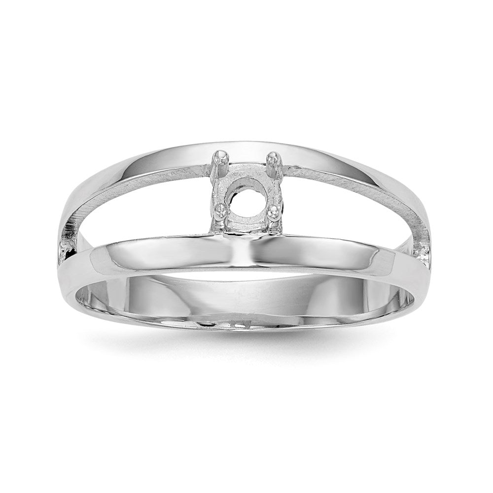 14k White Gold Polished 1-Stone Mothers Ring Mounting