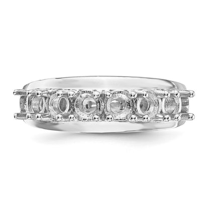 14k White Gold Polished 6-Stone Mothers Ring Mounting