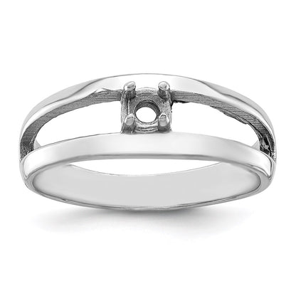 14k White Gold Polished 1-Stone Mothers Ring Mounting