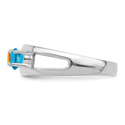 14k White Gold Polished 3-Stone Mothers Ring Mounting