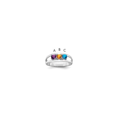 14k White Gold Polished 3-Stone Mothers Ring Mounting