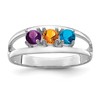 14k White Gold Polished 3-Stone Mothers Ring Mounting