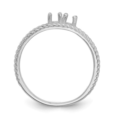 14k White Gold Polished 2-Stone Mothers Ring Mounting