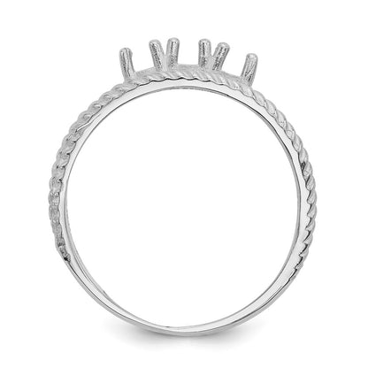 14k White Gold Polished 3-Stone Mothers Ring Mounting