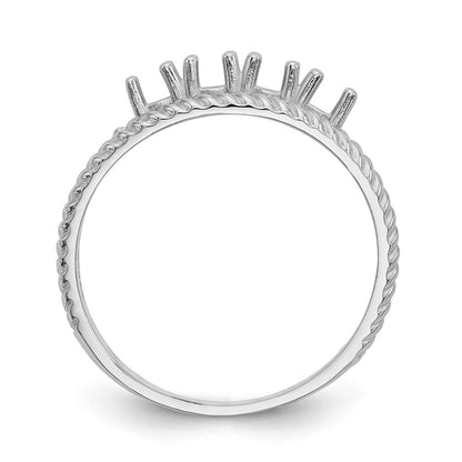 14k White Gold Polished 4-Stone Mothers Ring Mounting