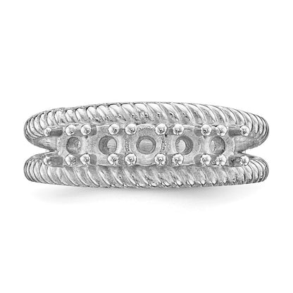 14k White Gold Polished 5-Stone Mothers Ring Mounting