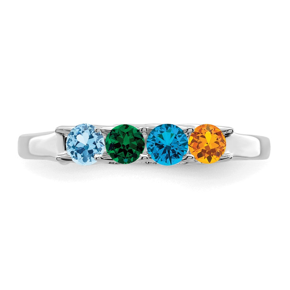 14k White Gold Genuine 4 Stone Mother's Ring