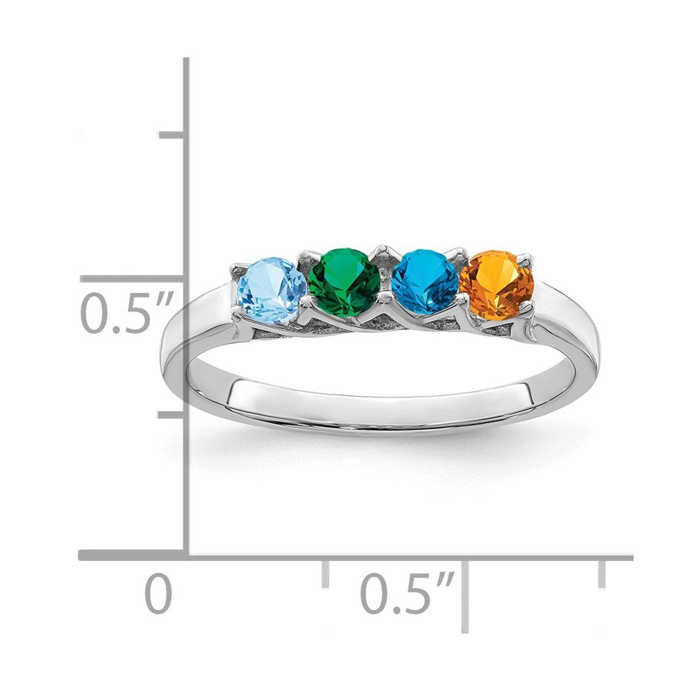 14k White Gold Genuine 4 Stone Mother's Ring