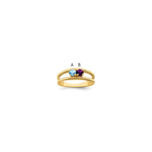 14k Polished 2-Stone Mothers Ring Mounting
