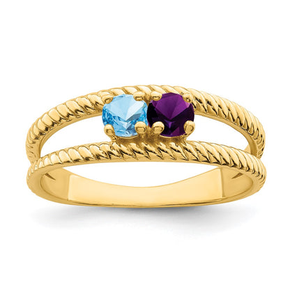 14k Polished 2-Stone Mothers Ring Mounting