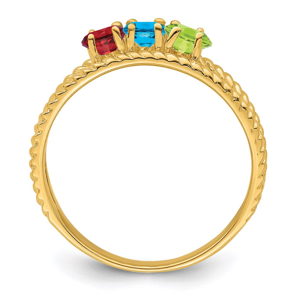 14k Polished 3-Stone Mothers Ring Mounting