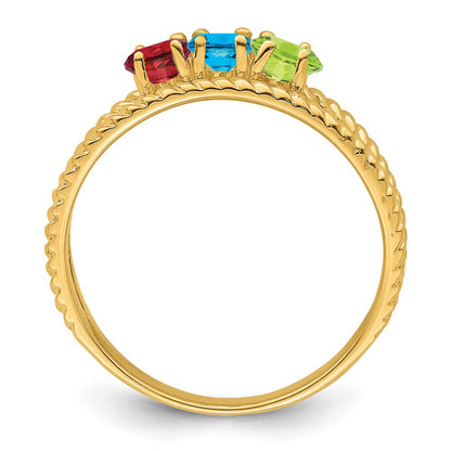14k Polished 3-Stone Mothers Ring Mounting
