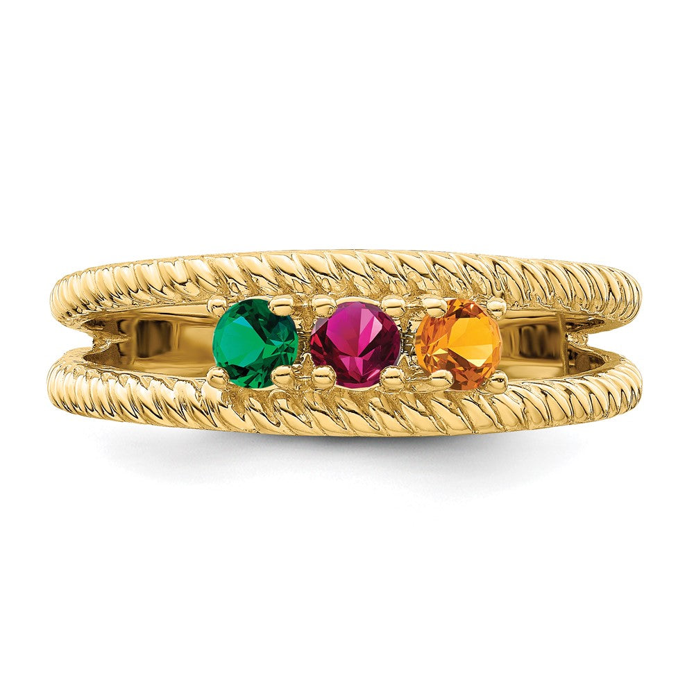 14k Polished 3-Stone Mothers Ring Mounting