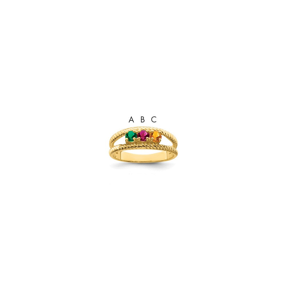 14k Polished 3-Stone Mothers Ring Mounting