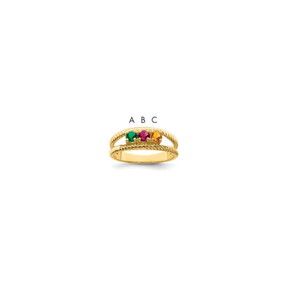14k Polished 3-Stone Mothers Ring Mounting