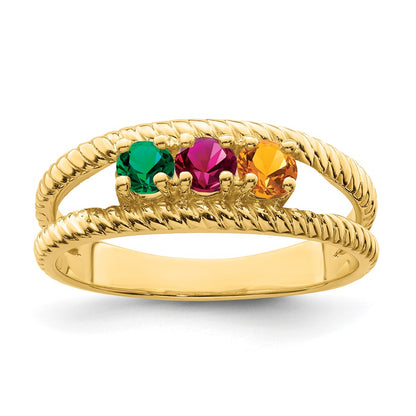 14k Polished 3-Stone Mothers Ring Mounting