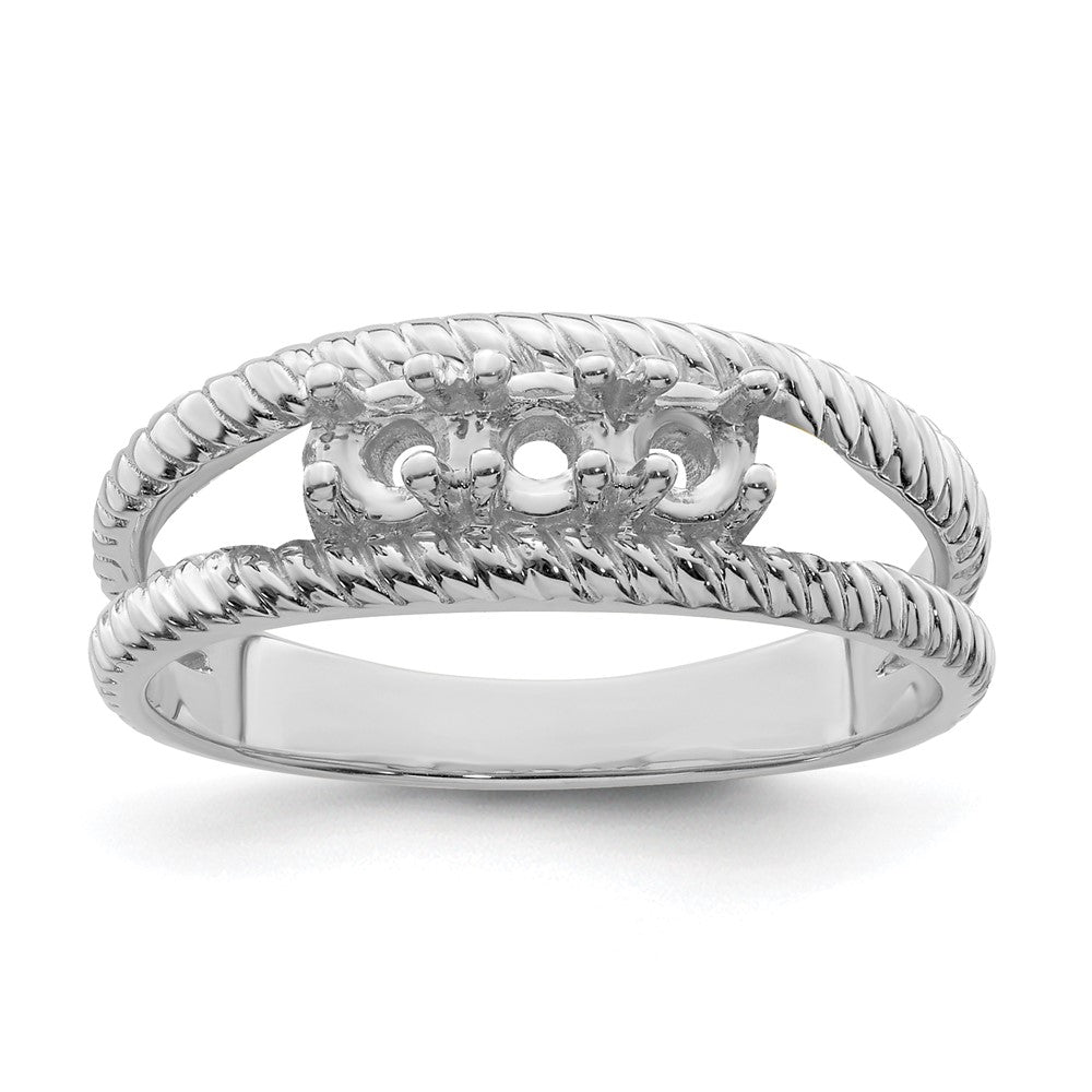 14k White Gold Polished 3-Stone Mothers Ring Mounting