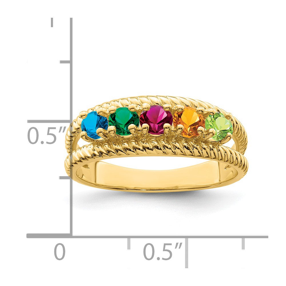 14k Polished 5-Stone Mothers Ring Mounting