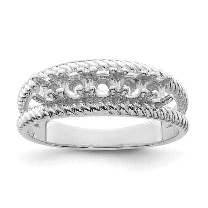 14k White Gold Polished 5-Stone Mothers Ring Mounting