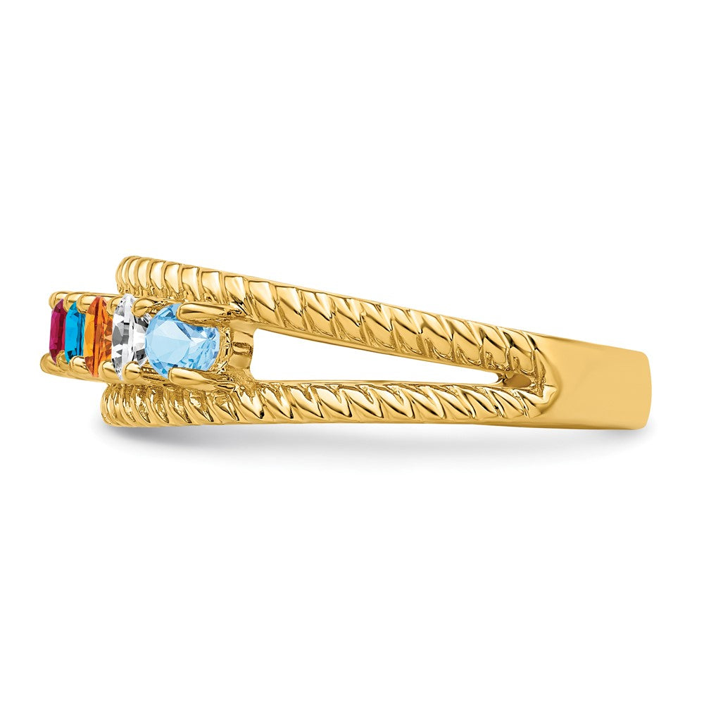 14k Polished 6-Stone Mothers Ring Mounting
