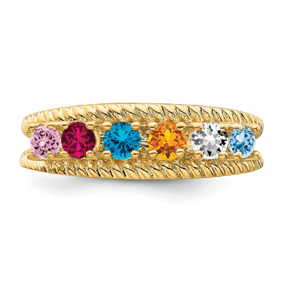 14k Polished 6-Stone Mothers Ring Mounting