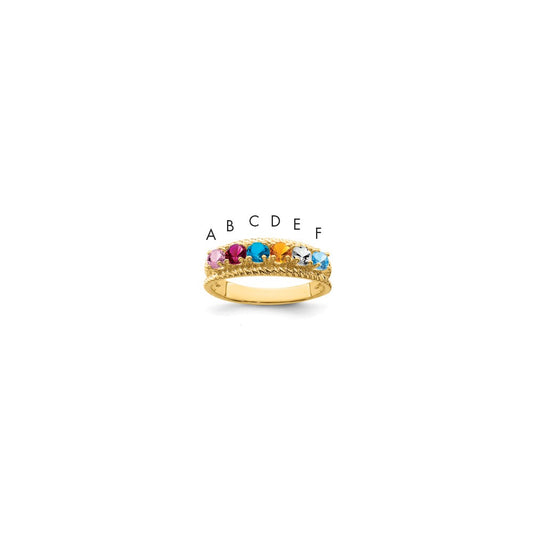 14k Polished 6-Stone Mothers Ring Mounting
