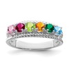 14k White Gold Polished 6-Stone Mothers Ring Mounting