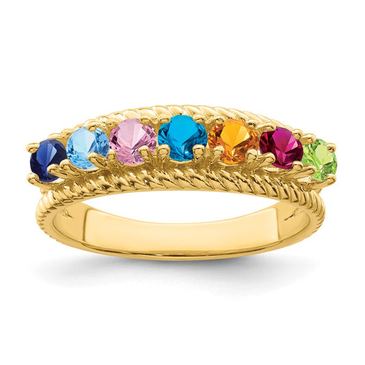 14k Polished 7-Stone Mothers Ring Mounting