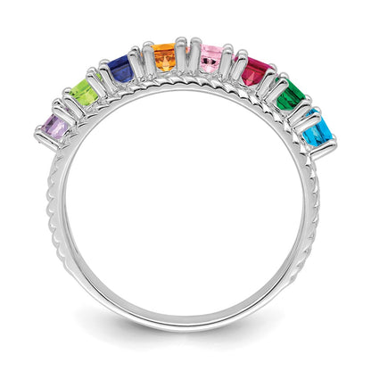 14k White Gold Polished 8-Stone Mothers Ring Mounting