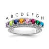 14k White Gold Synthetic Family Jewelry Ring